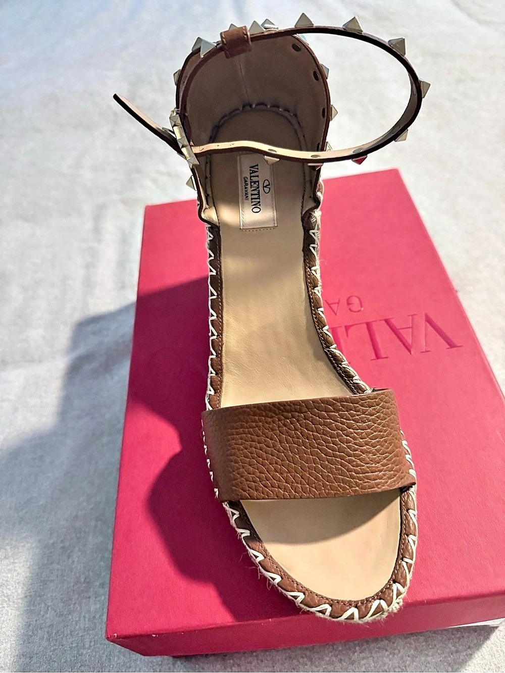 Valentino Rockstud Espadrille Wedge Sandals Rockstud Wedge Sandals in Brown &